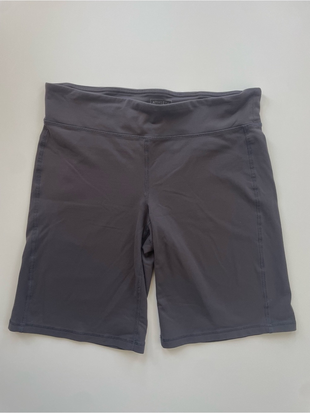 Athleta Charcoal Mid-Thigh High-Rise Bike Shorts